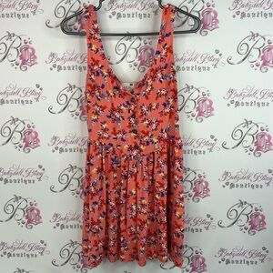 La Hearts dress ruffle hem flowers button up orange Multicolor Floral Top